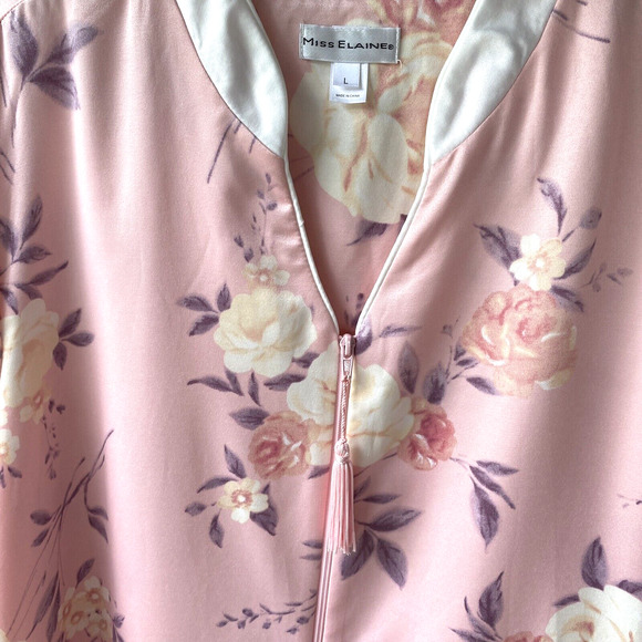 Miss Elaine Sz L Pink Floral Full Length Nightgown/Housecoat Pockets 861186 - Picture 10 of 10